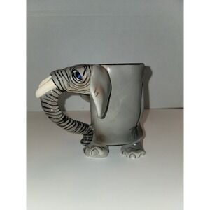 Elephant Mug 3D SWAK Lynda Cornielle Cup Trunk Handle 2in Diameter 5in Footed